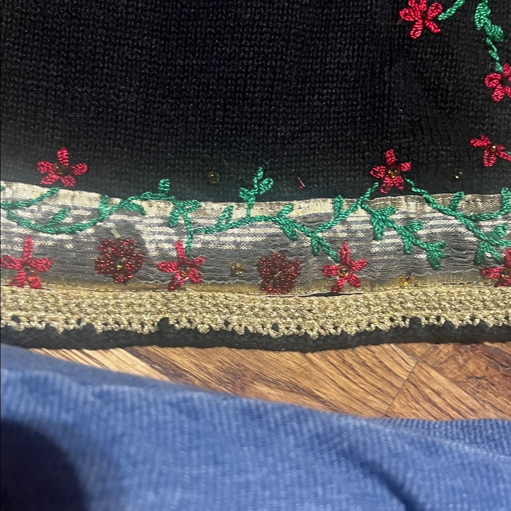 Vtg Segue Noel Vest sz XL Christmas sweater, Beaded, Embroidered Festive b2-25 - Picture 3 of 6